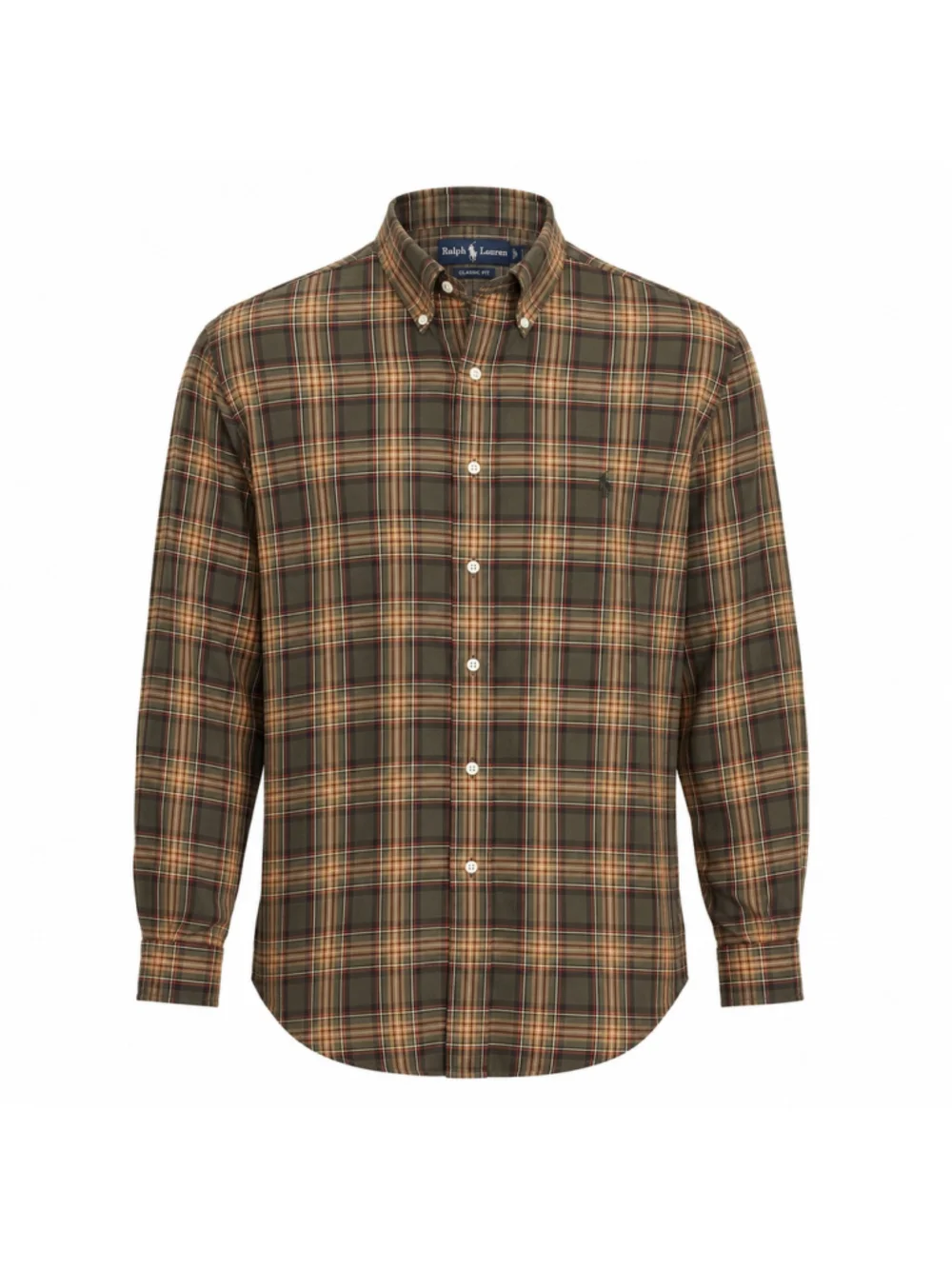 Polo Ralph Lauren Preppy Autumn Earthy Plaid Pony Button Up Long Sleeve L